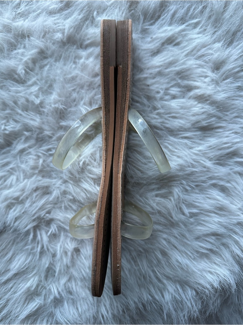 Dolce Vita Clear-Strap Tan Slide Sandals 8 - Picture 12 of 14